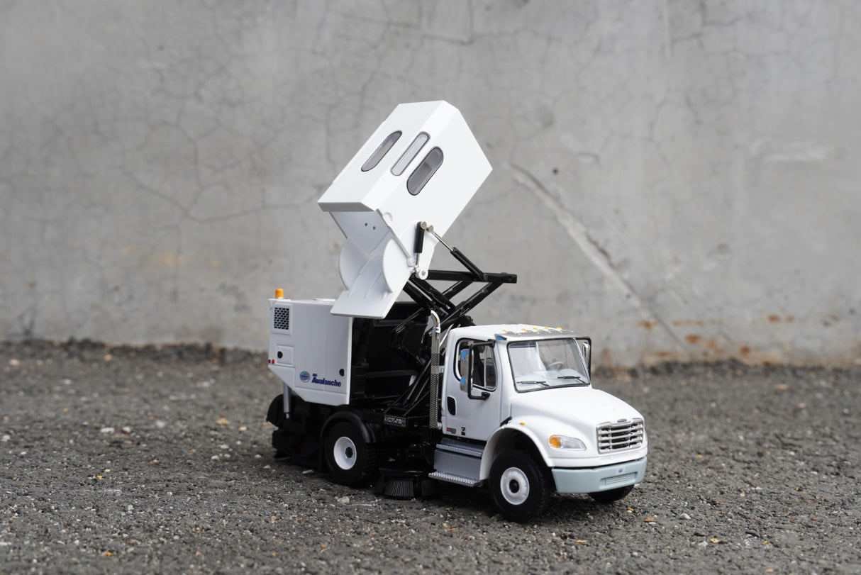 1/50 Scale First Gear Freightliner M2 106 and Schwarze M6 Avalanche Street Sweeper