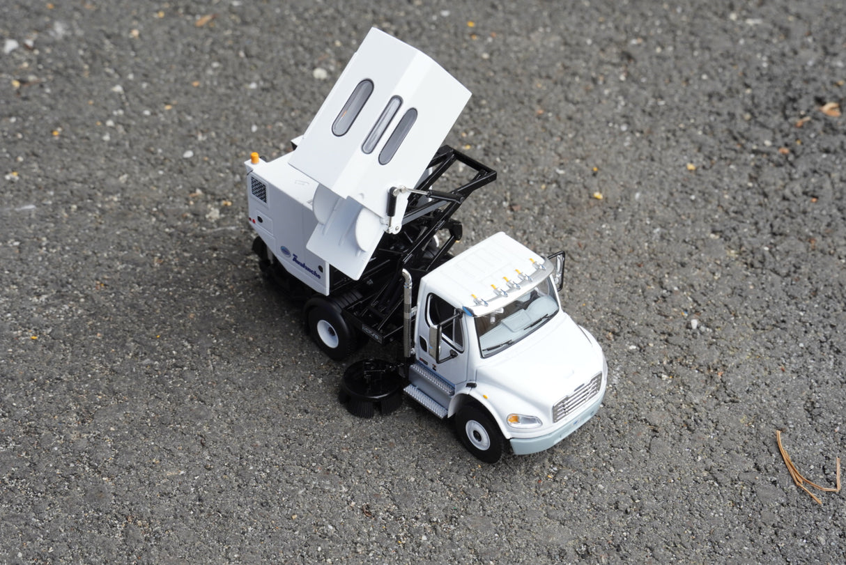 1/50 Scale First Gear Freightliner M2 106 and Schwarze M6 Avalanche Street Sweeper