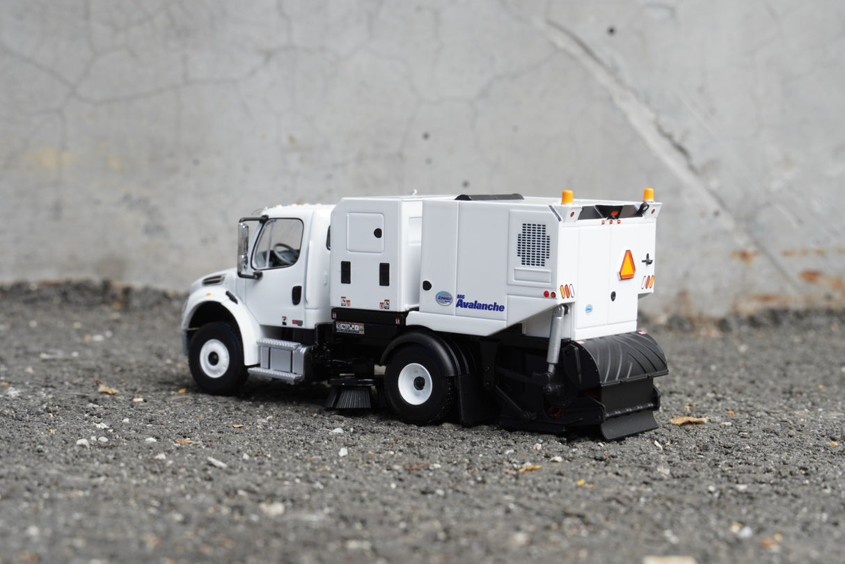 1/50 Scale First Gear Freightliner M2 106 and Schwarze M6 Avalanche Street Sweeper