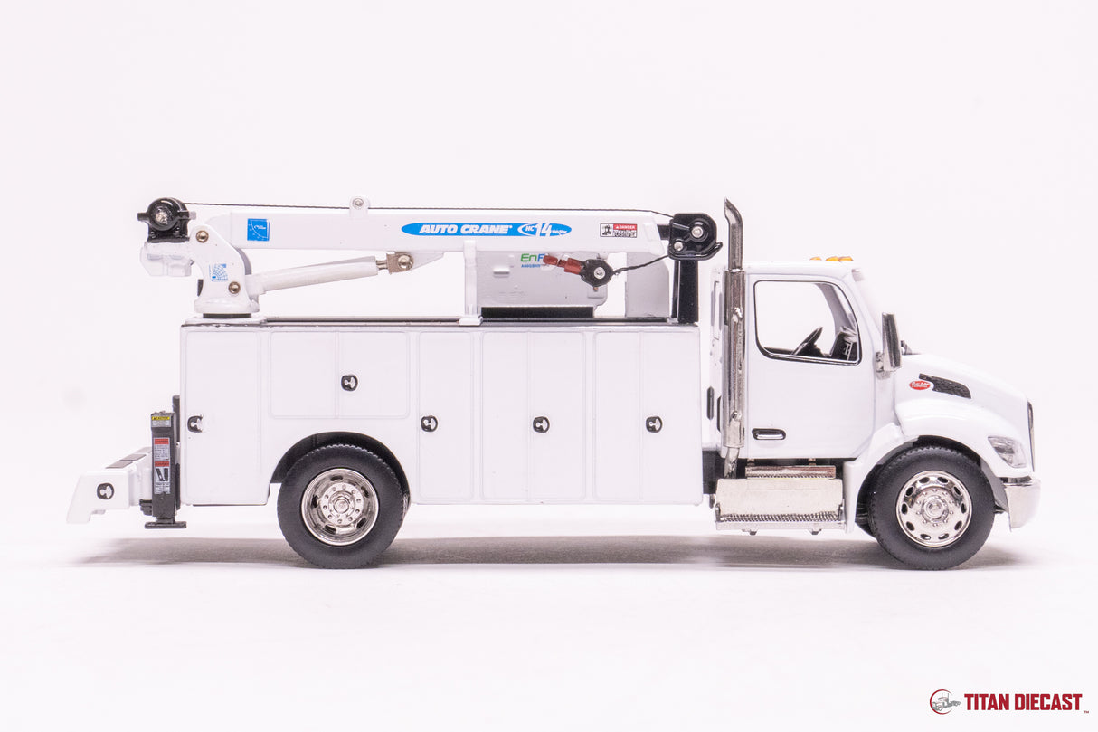 1/50 Scale Diecast Masters Peterbilt 536 with Auto Crane Service Body - White
