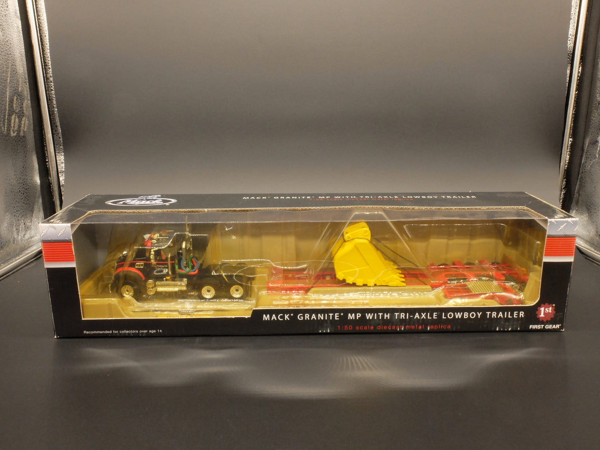 1/50 Scale First Gear Mack Granite w/ Lowboy and Bucket Load - J&A Trucking