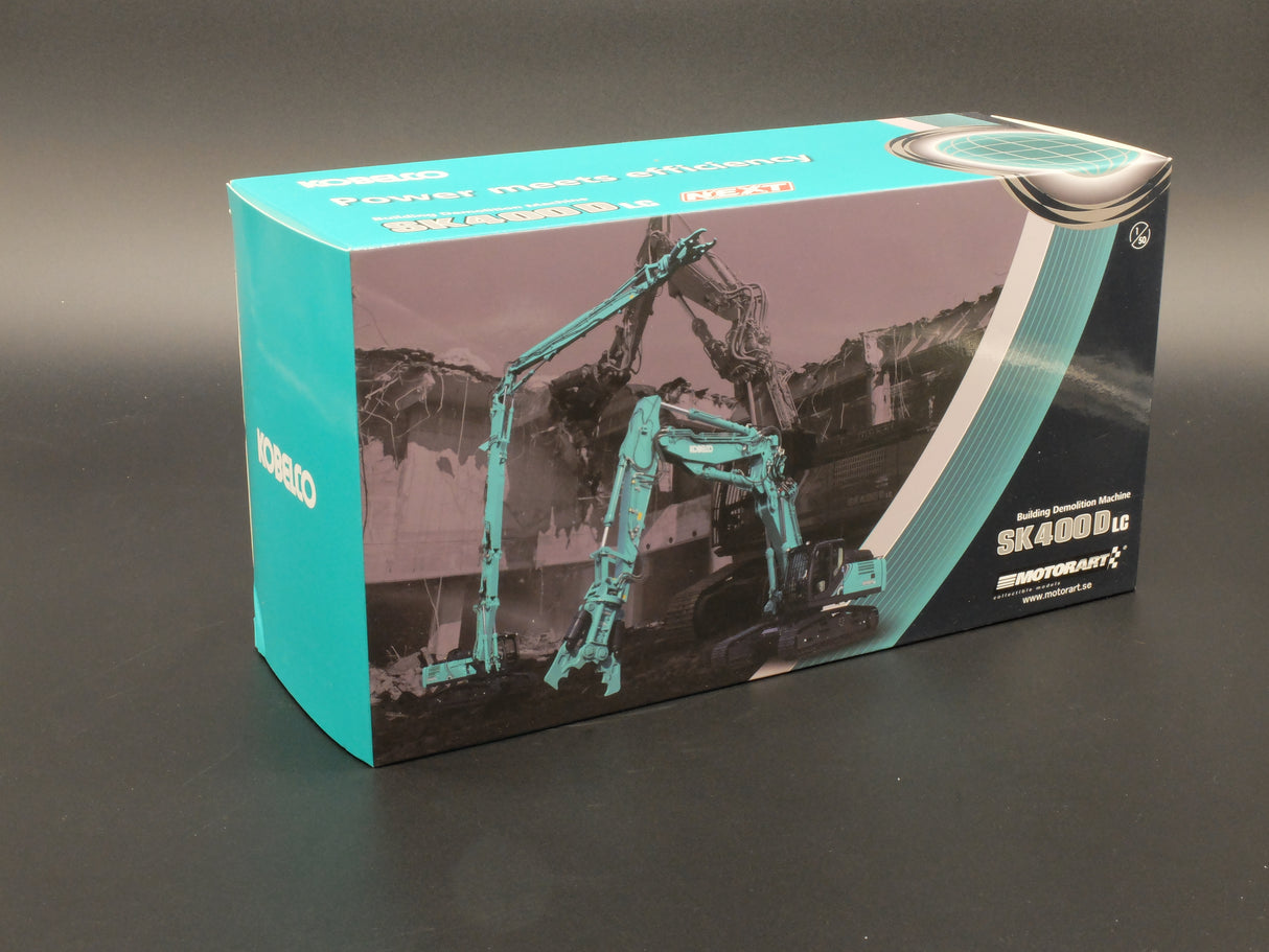 1/50 Scale Motorart Kobelco SK400 High Reach Demo Excavator - Blue