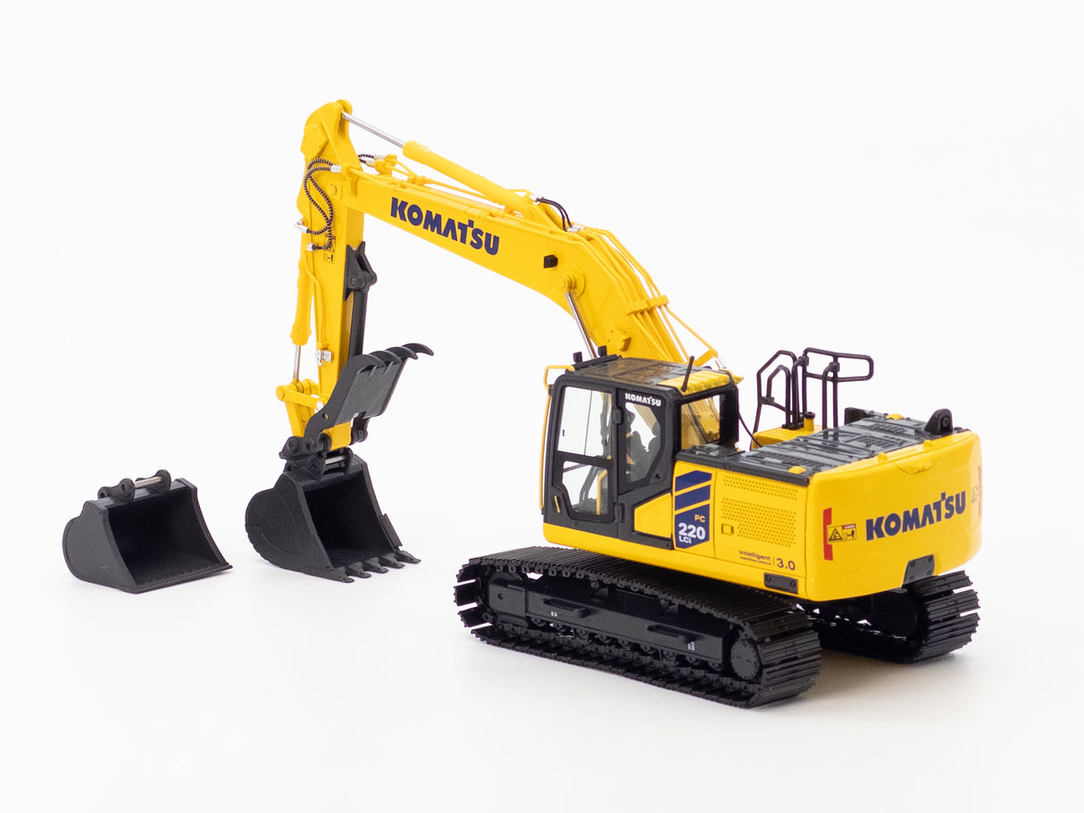 Titan Diecast Custom | 1/50 Scale Komatsu PC220LCi-12 w/ Coupler, Thumb, and 2 Buckets