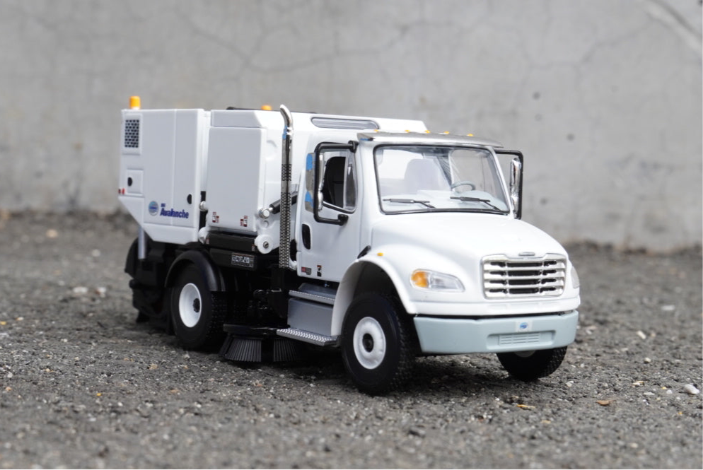 1/50 Scale First Gear Freightliner M2 106 and Schwarze M6 Avalanche Street Sweeper