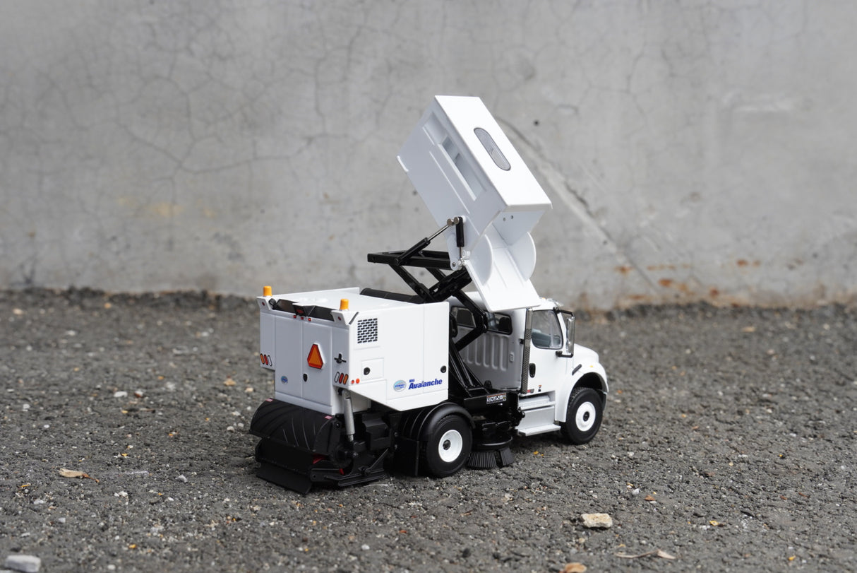 1/50 Scale First Gear Freightliner M2 106 and Schwarze M6 Avalanche Street Sweeper