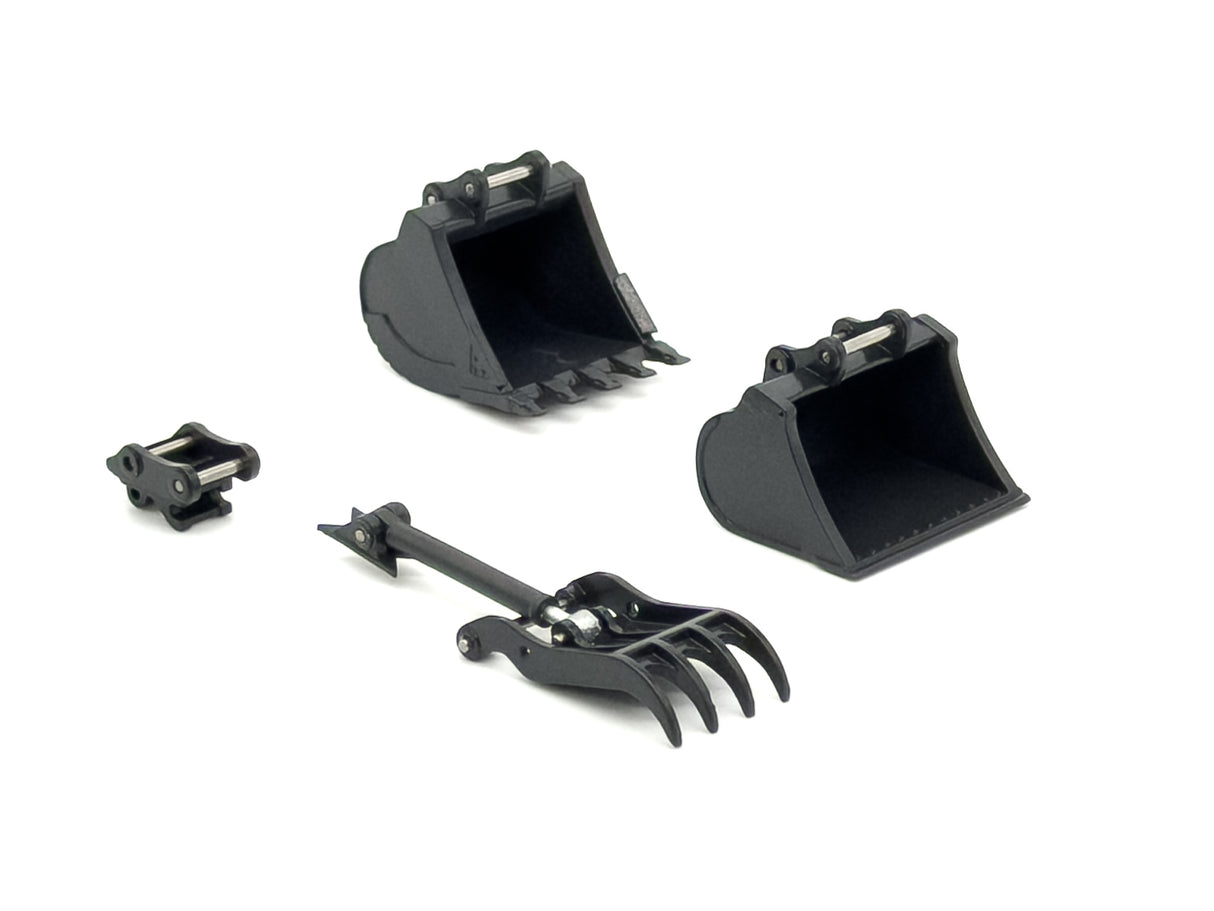 1/50 Scale 25T Coupler, Thumb and 2 Buckets - Gray