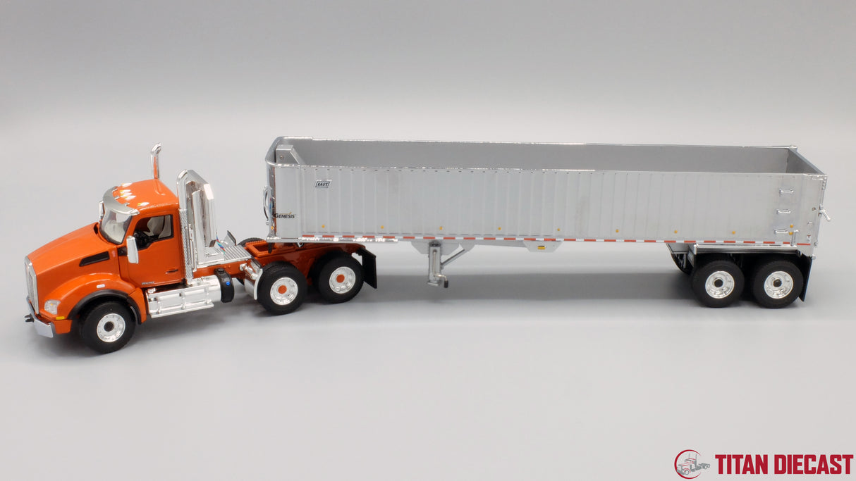1/50 Scale Kenworth T880 w/ East Genesis Dump Trailer - Burnt Orange/Chrome