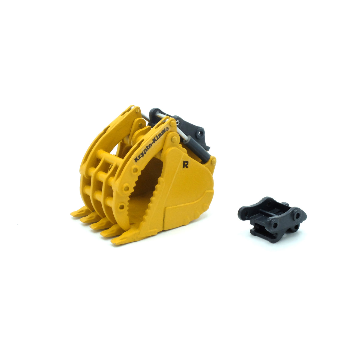 45 Ton Rockland Krypto Klaw® Bucket w/ Coupler - Deere Yellow (Fits Ertl Deere 470G)