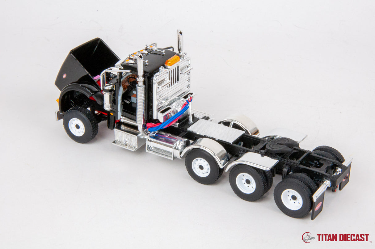 1/50 Scale First Gear Peterbilt 367 w/ Bottom Dump Trailer - Black/Yellow