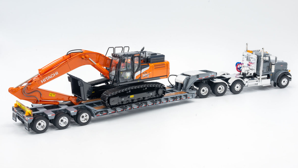 NOW IN STOCK - 1/50 Scale First Gear Peterbilt 367 w/ Talbert 55SA Lowboy - Northsea Gray - TD Exclusive