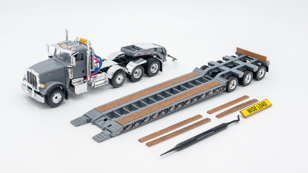 NOW IN STOCK - 1/50 Scale First Gear Peterbilt 367 w/ Talbert 55SA Lowboy - Northsea Gray - TD Exclusive