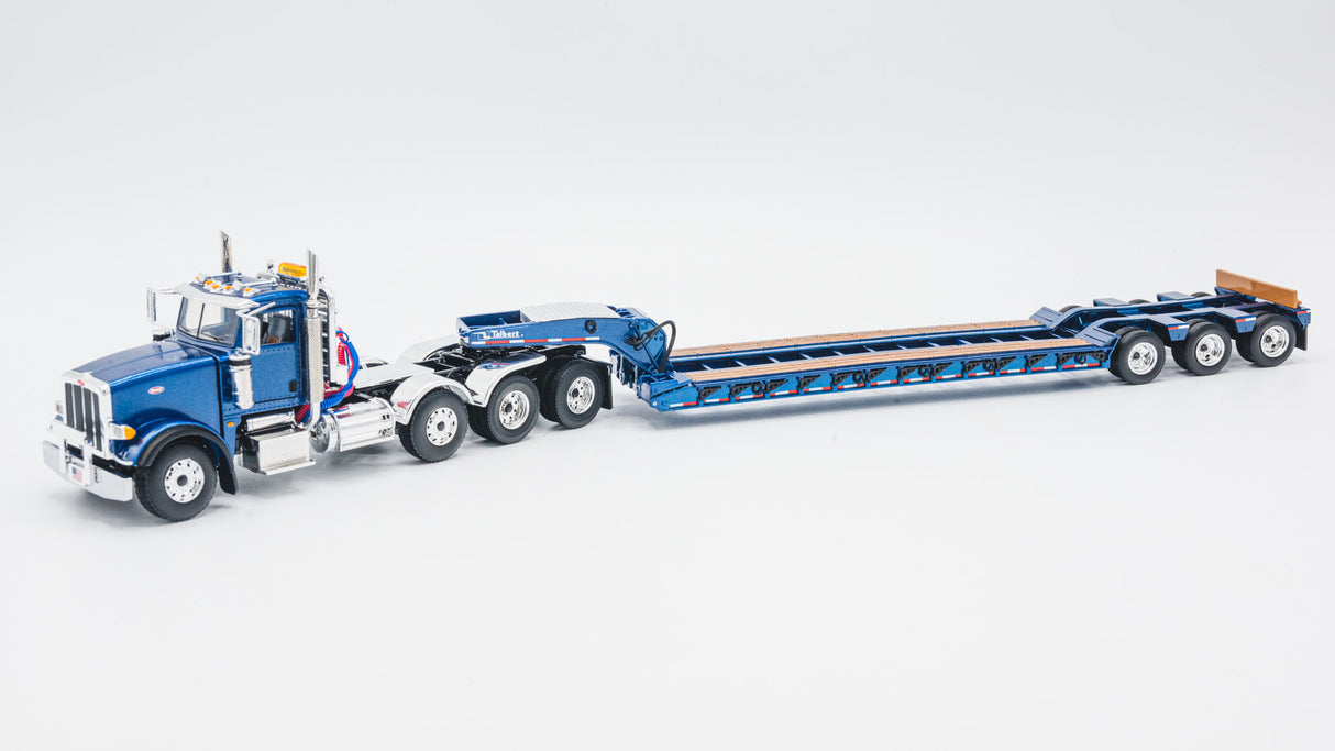NOW IN STOCK - 1/50 Scale First Gear Peterbilt 367 w/ Talbert 55SA Lowboy - Sovereign Blue - TD Exclusive