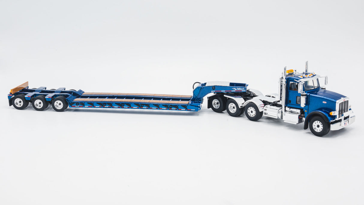 NOW IN STOCK - 1/50 Scale First Gear Peterbilt 367 w/ Talbert 55SA Lowboy - Sovereign Blue - TD Exclusive
