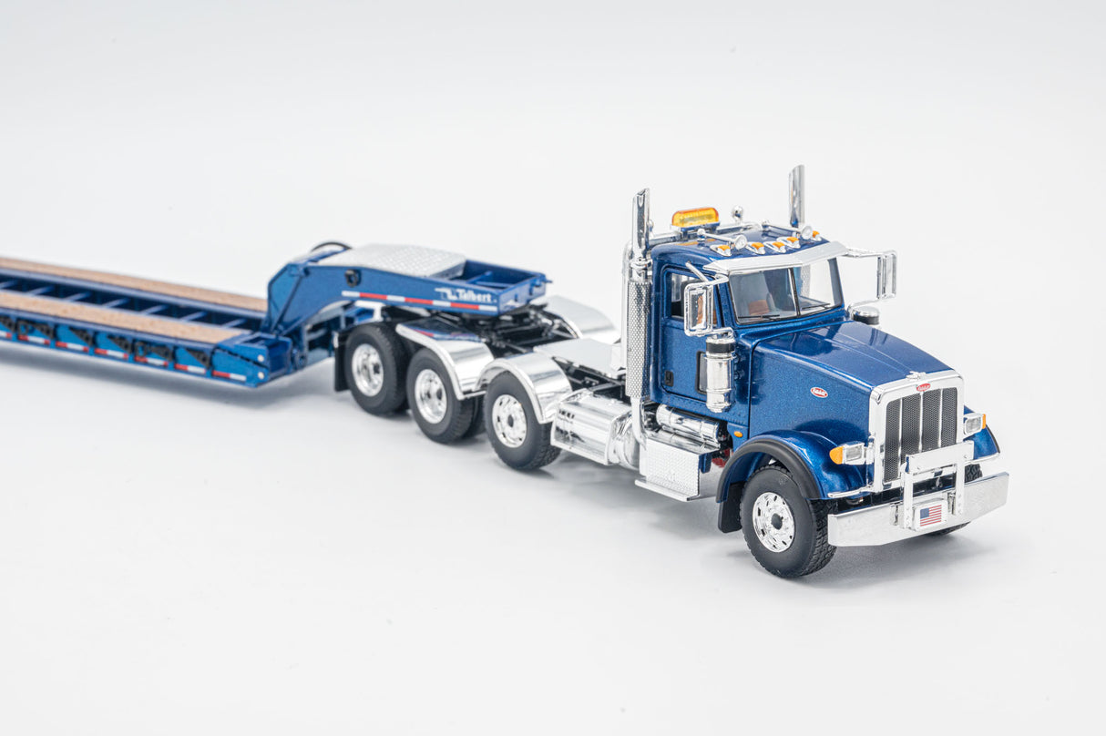 NOW IN STOCK - 1/50 Scale First Gear Peterbilt 367 w/ Talbert 55SA Lowboy - Sovereign Blue - TD Exclusive