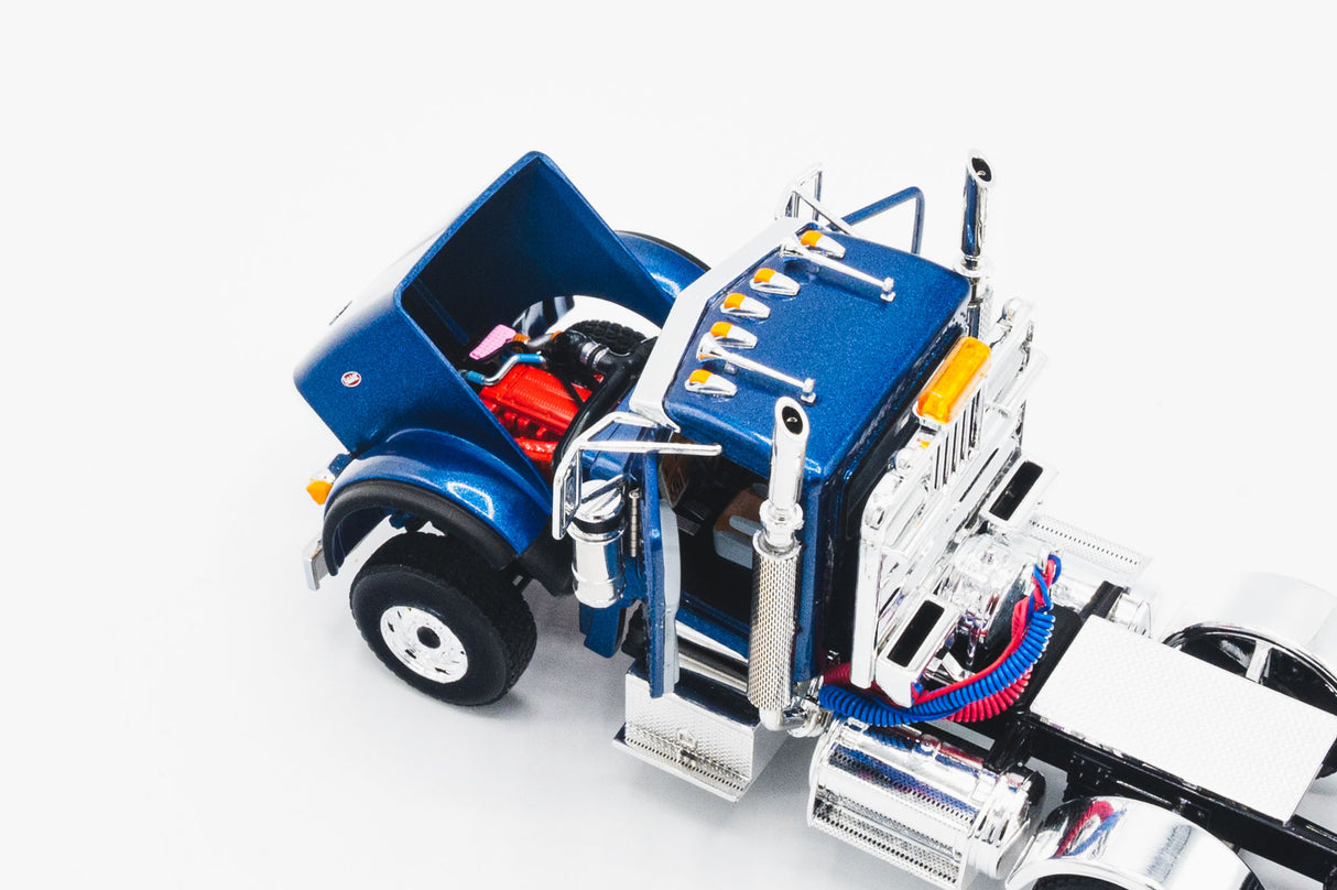NOW IN STOCK - 1/50 Scale First Gear Peterbilt 367 w/ Talbert 55SA Lowboy - Sovereign Blue - TD Exclusive