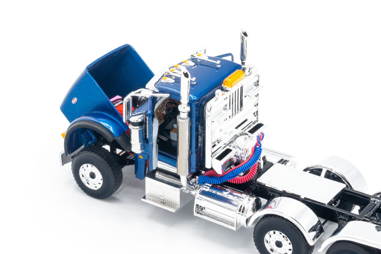 NOW IN STOCK - 1/50 Scale First Gear Peterbilt 367 w/ Talbert 55SA Lowboy - Sovereign Blue - TD Exclusive