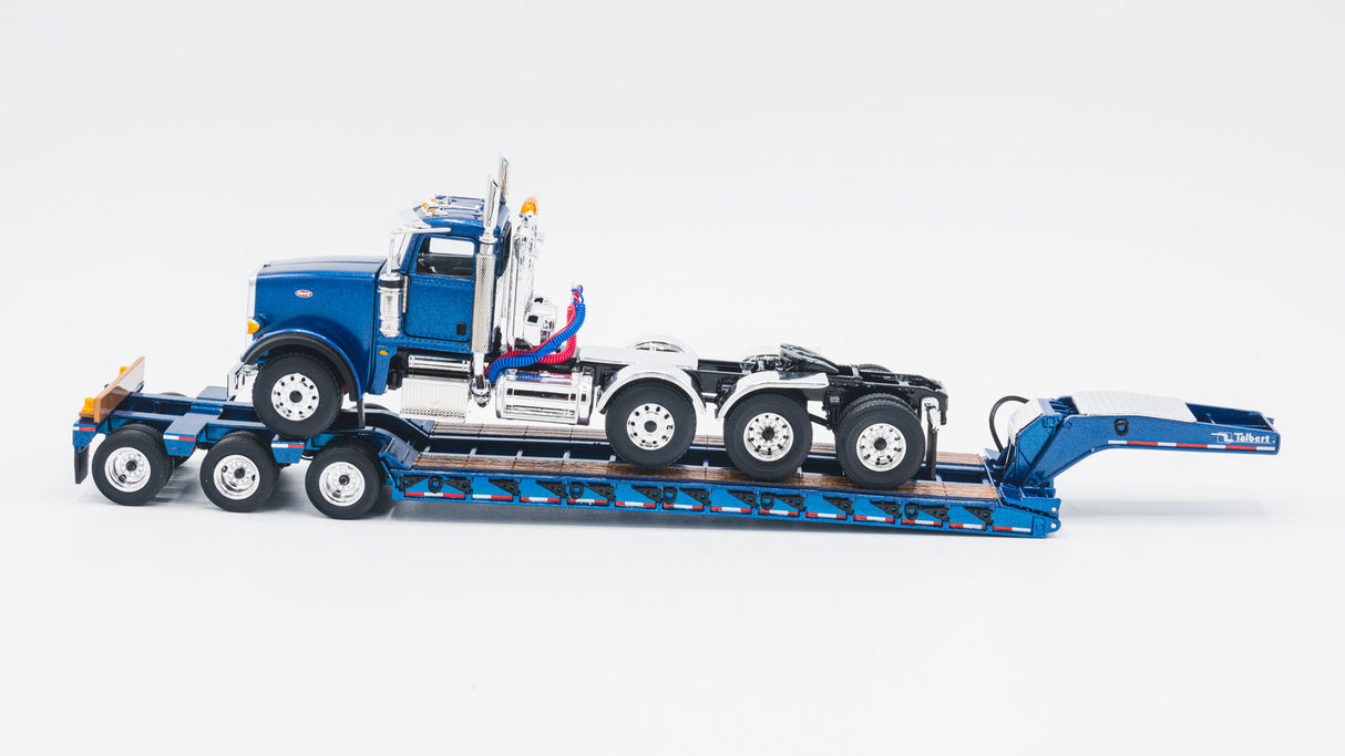 NOW IN STOCK - 1/50 Scale First Gear Peterbilt 367 w/ Talbert 55SA Lowboy - Sovereign Blue - TD Exclusive