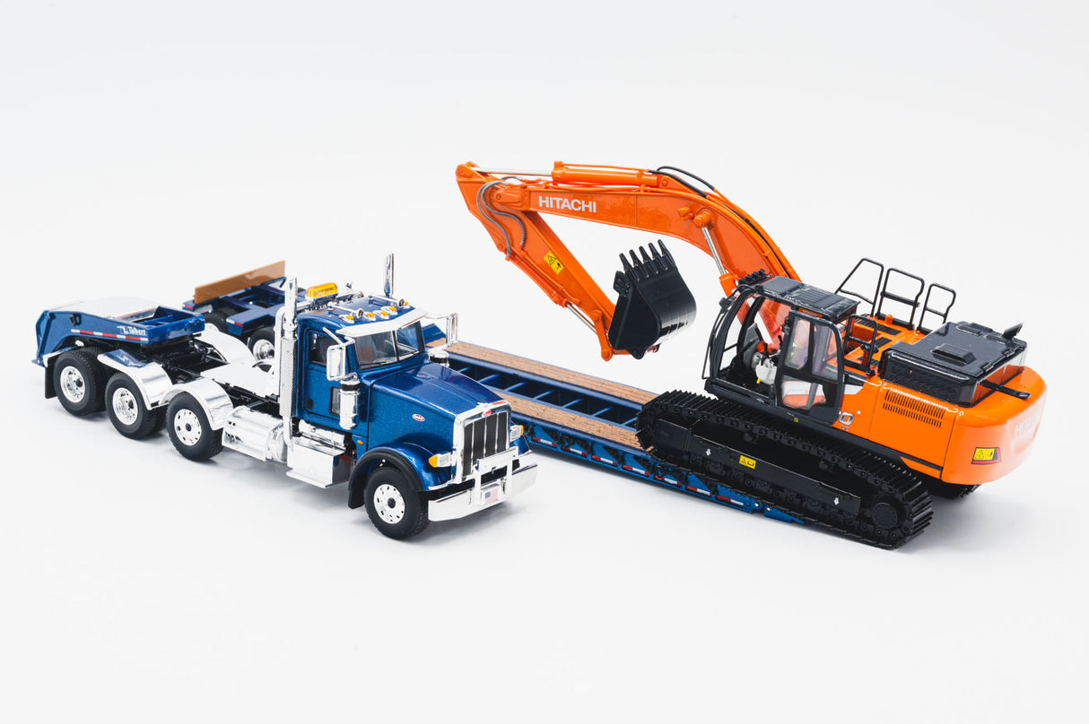 NOW IN STOCK - 1/50 Scale First Gear Peterbilt 367 w/ Talbert 55SA Lowboy - Sovereign Blue - TD Exclusive