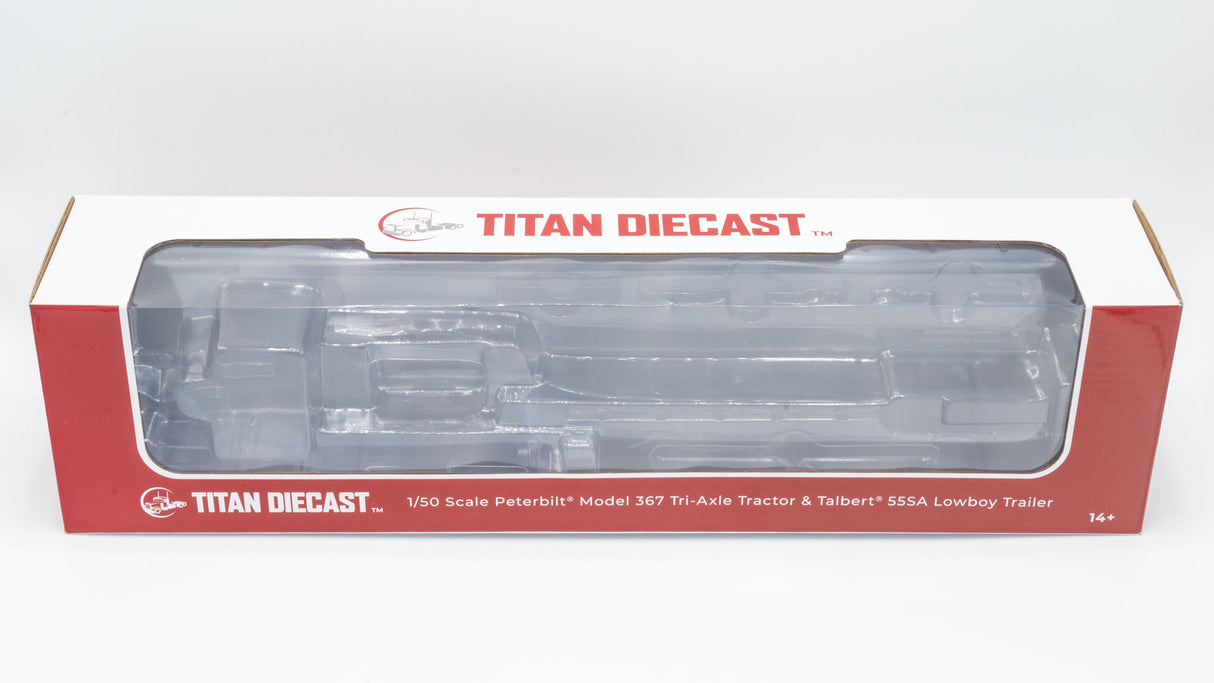 NOW IN STOCK - 1/50 Scale First Gear Peterbilt 367 w/ Talbert 55SA Lowboy - Sovereign Blue - TD Exclusive