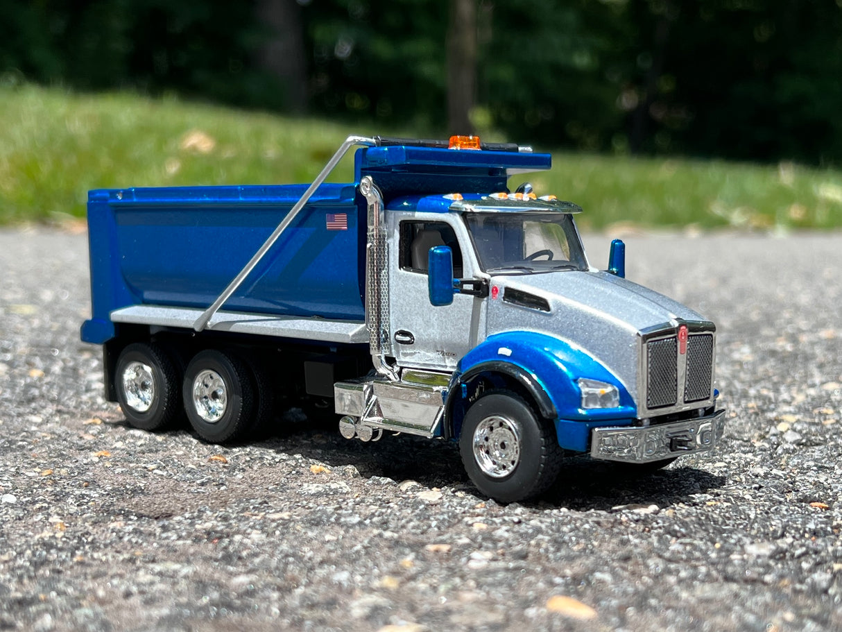 Titan Diecast Custom Combo - Kenworth T880 East Dump and Straight Dump - Blue/Silver