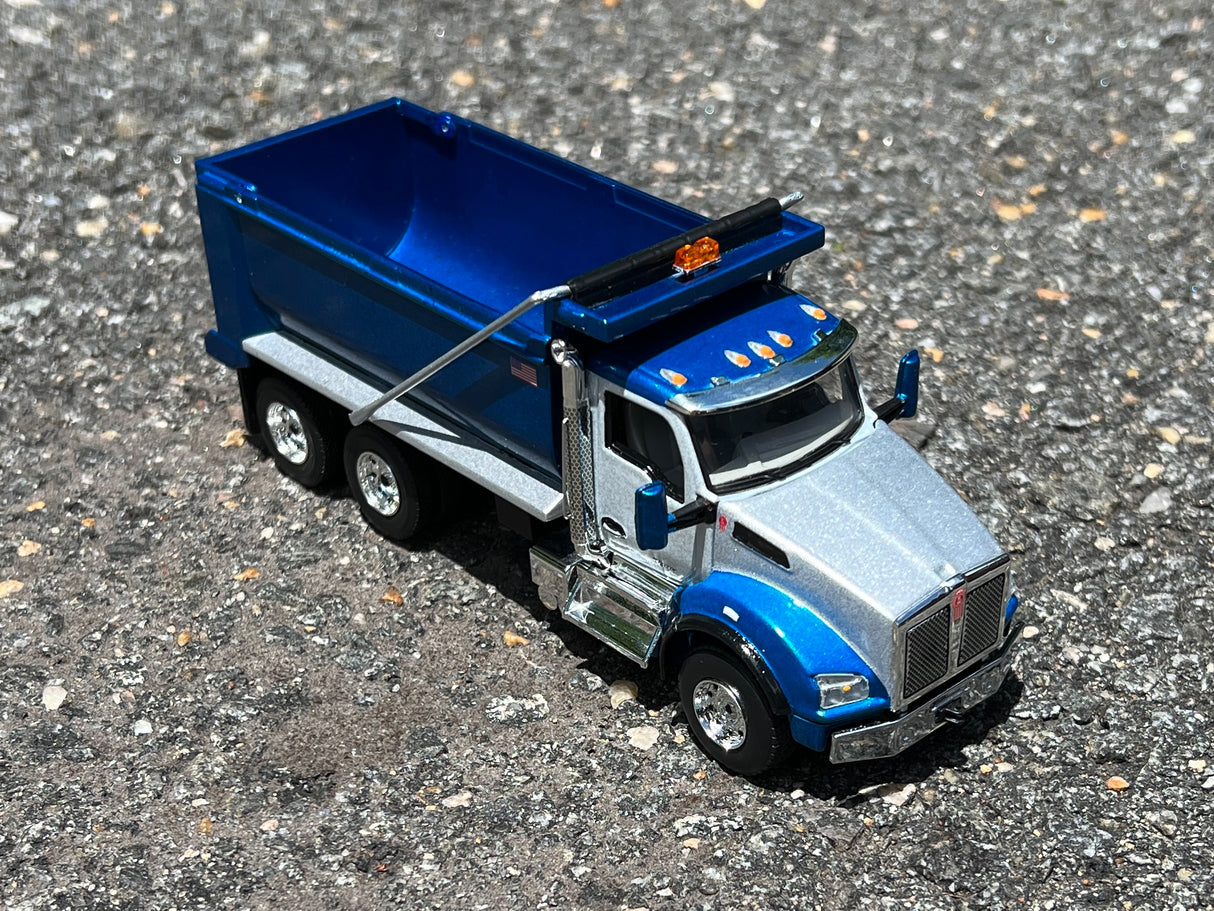 Titan Diecast Custom Combo - Kenworth T880 East Dump and Straight Dump - Blue/Silver