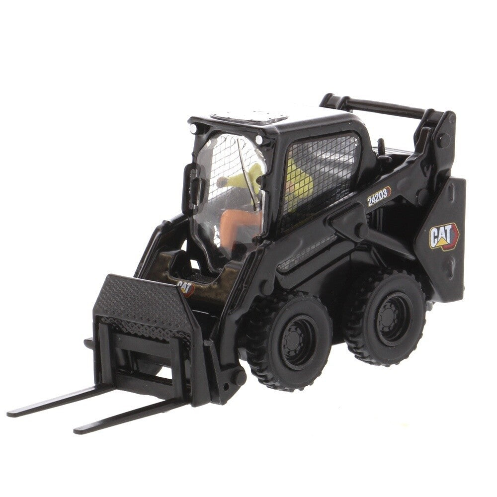 Caterpillar 242D Skid Steer w/3 Attachments - Black Version