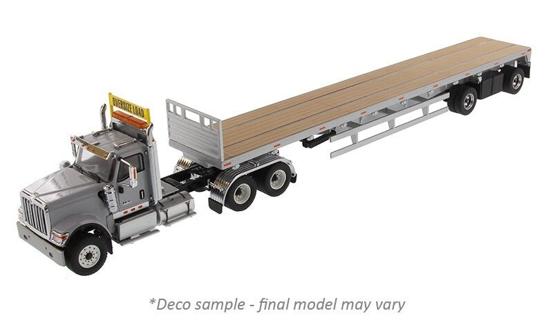 International HX520 Tandem w/53' Flat Bed Trailer - Gray/Silver