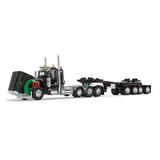 1/64 Scale Peterbilt 389 w/ ERMC Beam Trailer with Bridge Beam Section Load - Black/Green DCP 60-1673