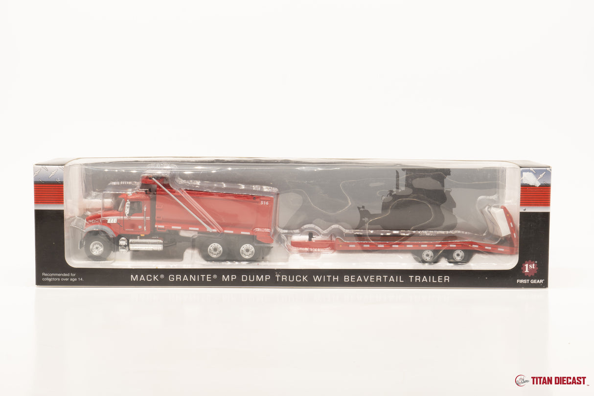 1/50 Scale Mack Granite Dump Truck w/ Tag Trailer - Red