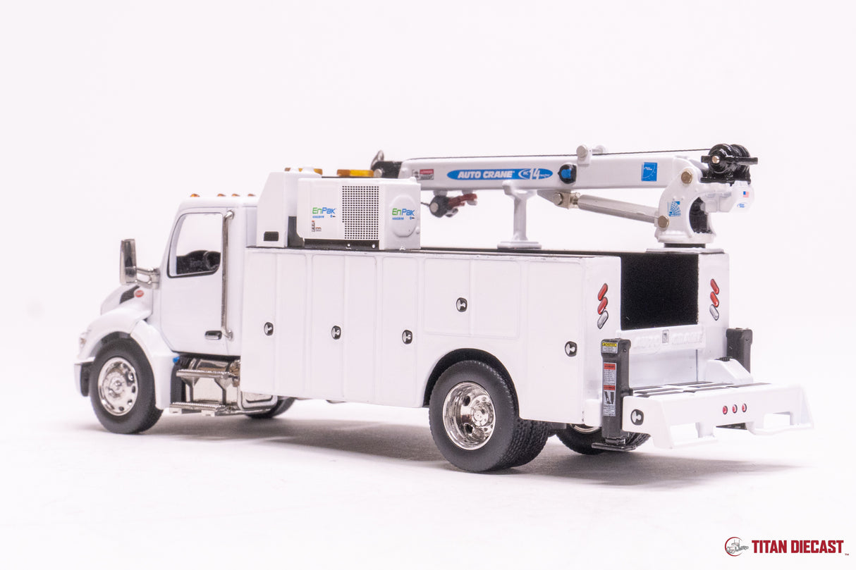 1/50 Scale Diecast Masters Peterbilt 536 with Auto Crane Service Body - White