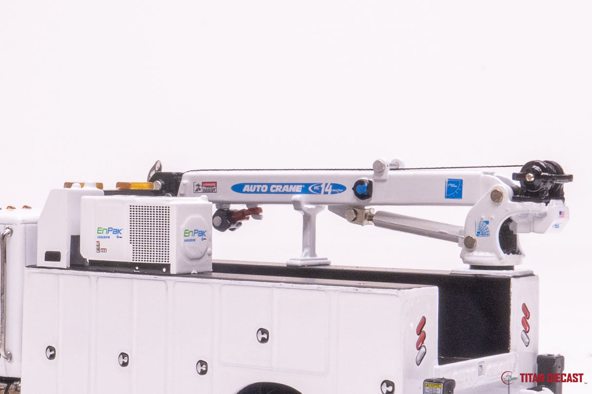 1/50 Scale Diecast Masters Peterbilt 536 with Auto Crane Service Body - White