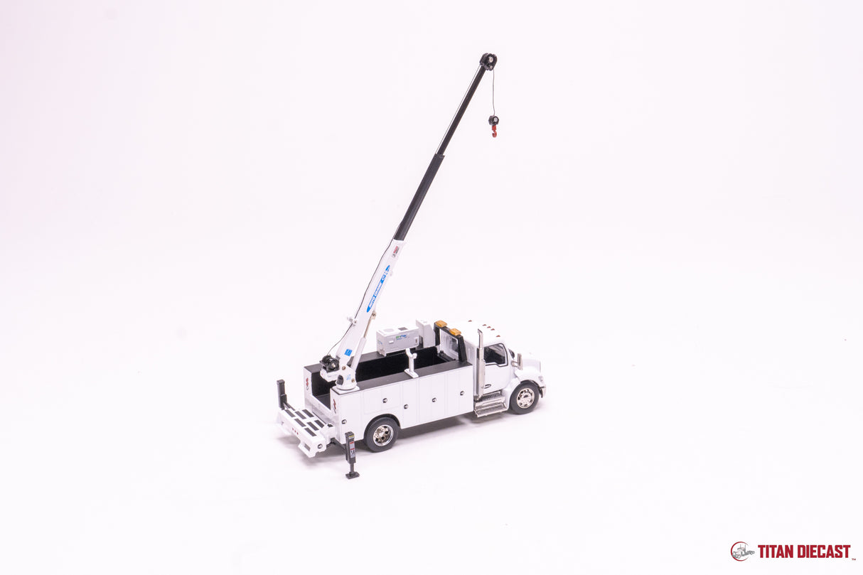 1/50 Scale Diecast Masters Kenworth T380 with Auto Crane Service Body - White