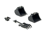 1/50 Scale 25T Coupler, Thumb and 2 Buckets - Gray