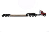 1/50 Scale Diecast Masters Kenworth T880 Tractor with XL 120 Lowboy, 2 Boosters and Jeep - Radiant Red/Black
