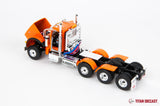 1/50 Scale First Gear Peterbilt 367 w/ Talbert 55SA Lowboy - Bright Orange/Black